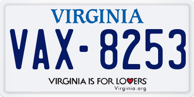 VA license plate VAX8253