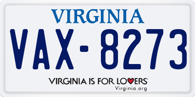 VA license plate VAX8273