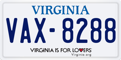VA license plate VAX8288