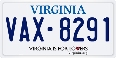 VA license plate VAX8291