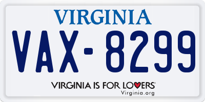 VA license plate VAX8299