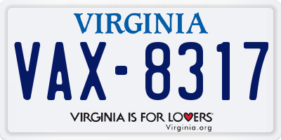 VA license plate VAX8317