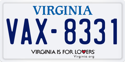 VA license plate VAX8331