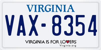 VA license plate VAX8354