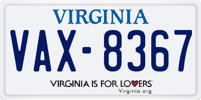 VA license plate VAX8367