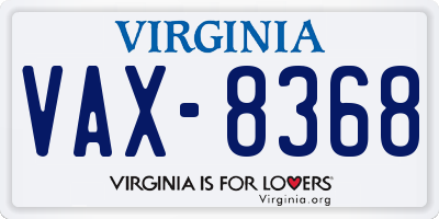 VA license plate VAX8368