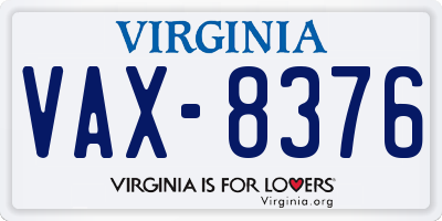VA license plate VAX8376