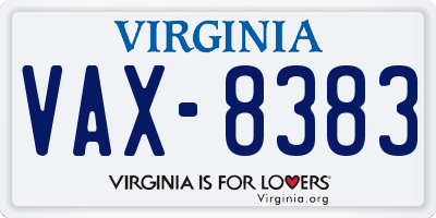 VA license plate VAX8383