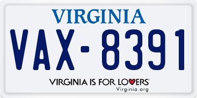 VA license plate VAX8391