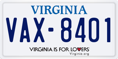 VA license plate VAX8401