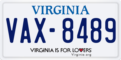 VA license plate VAX8489