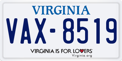 VA license plate VAX8519
