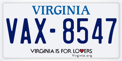 VA license plate VAX8547