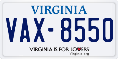 VA license plate VAX8550