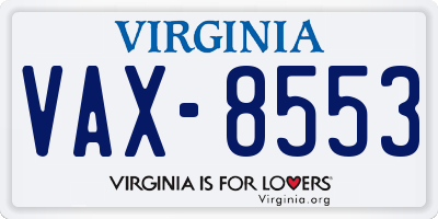 VA license plate VAX8553