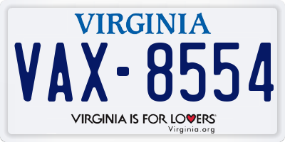 VA license plate VAX8554