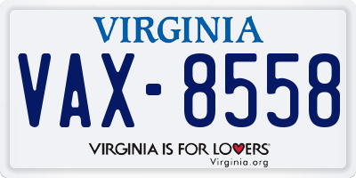 VA license plate VAX8558