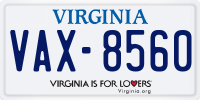 VA license plate VAX8560
