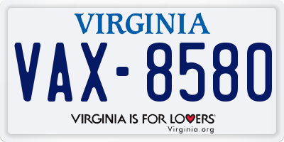 VA license plate VAX8580