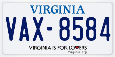 VA license plate VAX8584