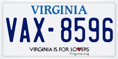 VA license plate VAX8596