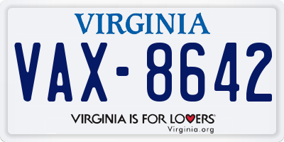 VA license plate VAX8642