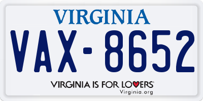 VA license plate VAX8652
