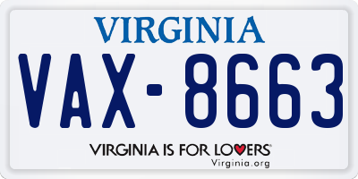 VA license plate VAX8663