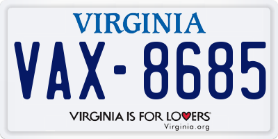 VA license plate VAX8685