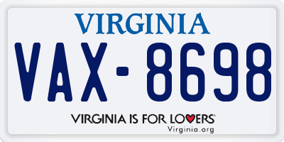 VA license plate VAX8698