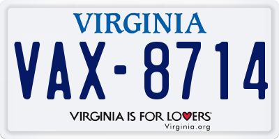 VA license plate VAX8714