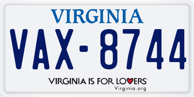 VA license plate VAX8744