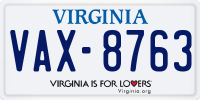 VA license plate VAX8763