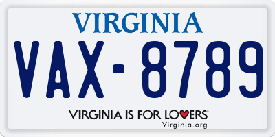 VA license plate VAX8789