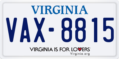 VA license plate VAX8815