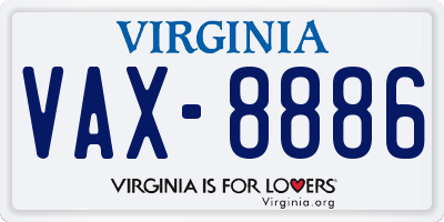 VA license plate VAX8886