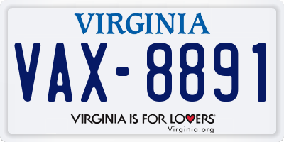 VA license plate VAX8891