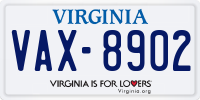 VA license plate VAX8902