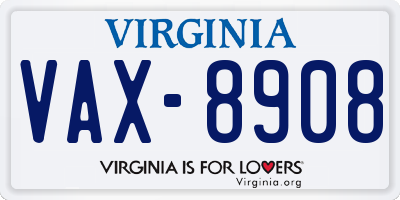 VA license plate VAX8908