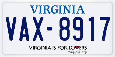 VA license plate VAX8917