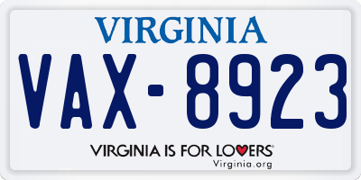 VA license plate VAX8923