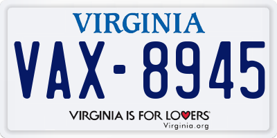 VA license plate VAX8945