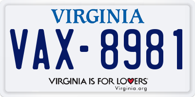 VA license plate VAX8981