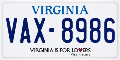 VA license plate VAX8986