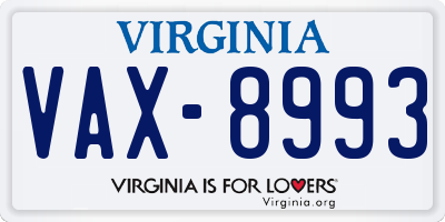 VA license plate VAX8993