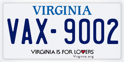 VA license plate VAX9002