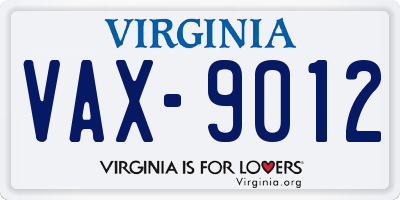 VA license plate VAX9012