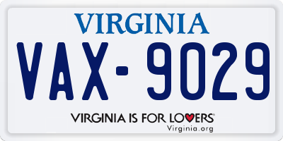 VA license plate VAX9029