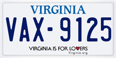 VA license plate VAX9125