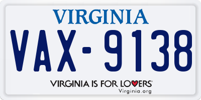VA license plate VAX9138